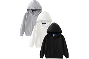 GFQLONG 3 Pack Toddler Lightweight Hoodie Sweatshirt, Kids Boys Girls Sports Long Sleeve Pullover Tops