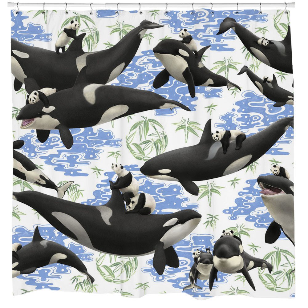 Captives Panda Orca Shower Curtain 180 X 188 Cm Amazon Co Uk