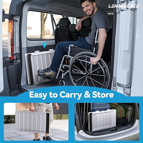 LEMNISCATE PORTABLE WHEELCHAIR RAMP 2FT, WHEELCHAIR RAMPS FOR HOME STEPS, NON-SLIP HANDICAP RAMP WITH HANDLE, FOLDING WHEEL CHAIR RAMPS FOR HOMES STEPS, STAIRS, DOORWAYS, SCOOTER, 800LBS CAPACITY