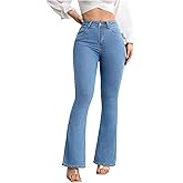 Floerns Women's Bell Bottom Bootcut Jeans High Waisted Flare Leg Office Denim Pants