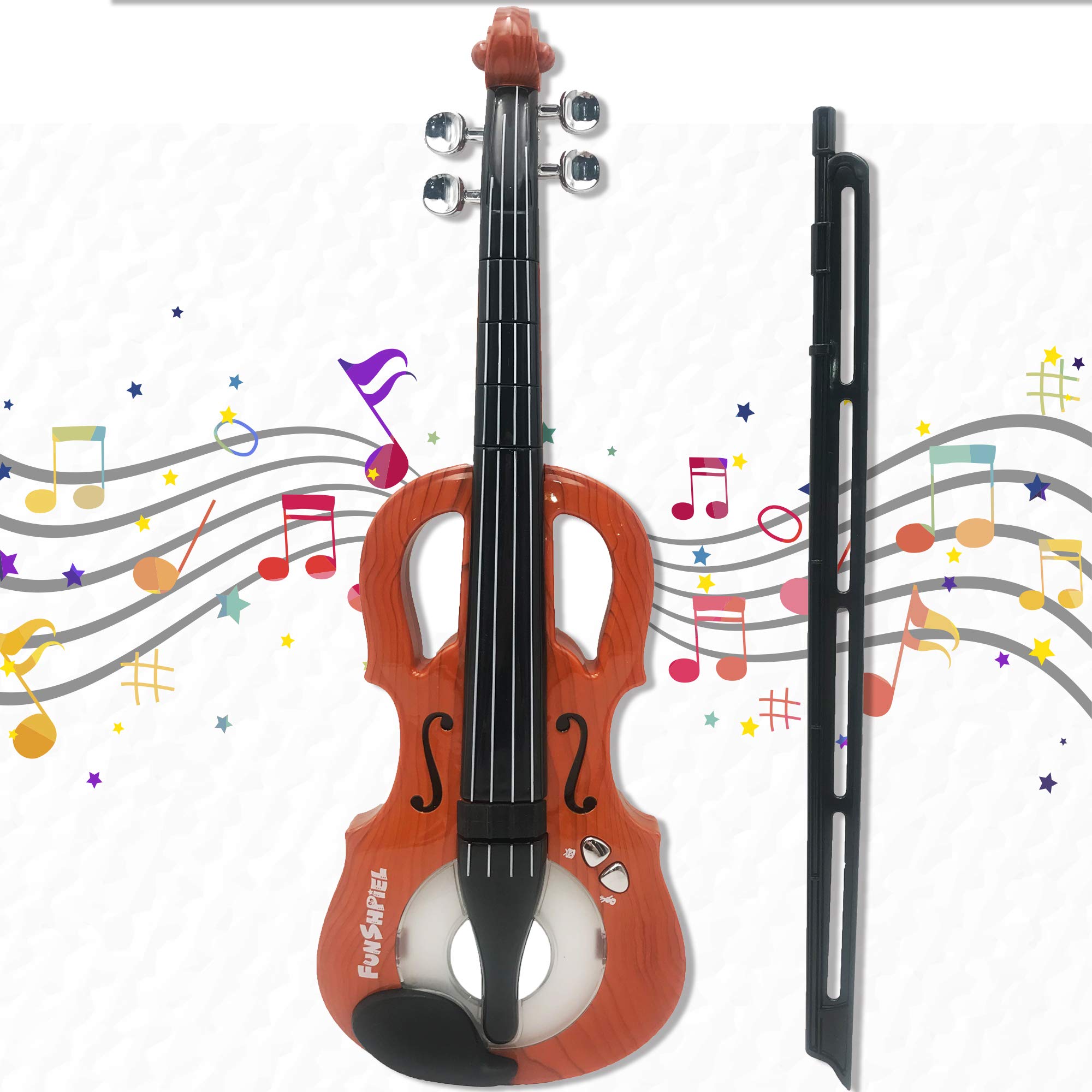 Kid's Electrical Toy Violin for Beginners with 7 Songs & Adjustable Rhythm Musical Instrument for 5-6-Year-Olds
