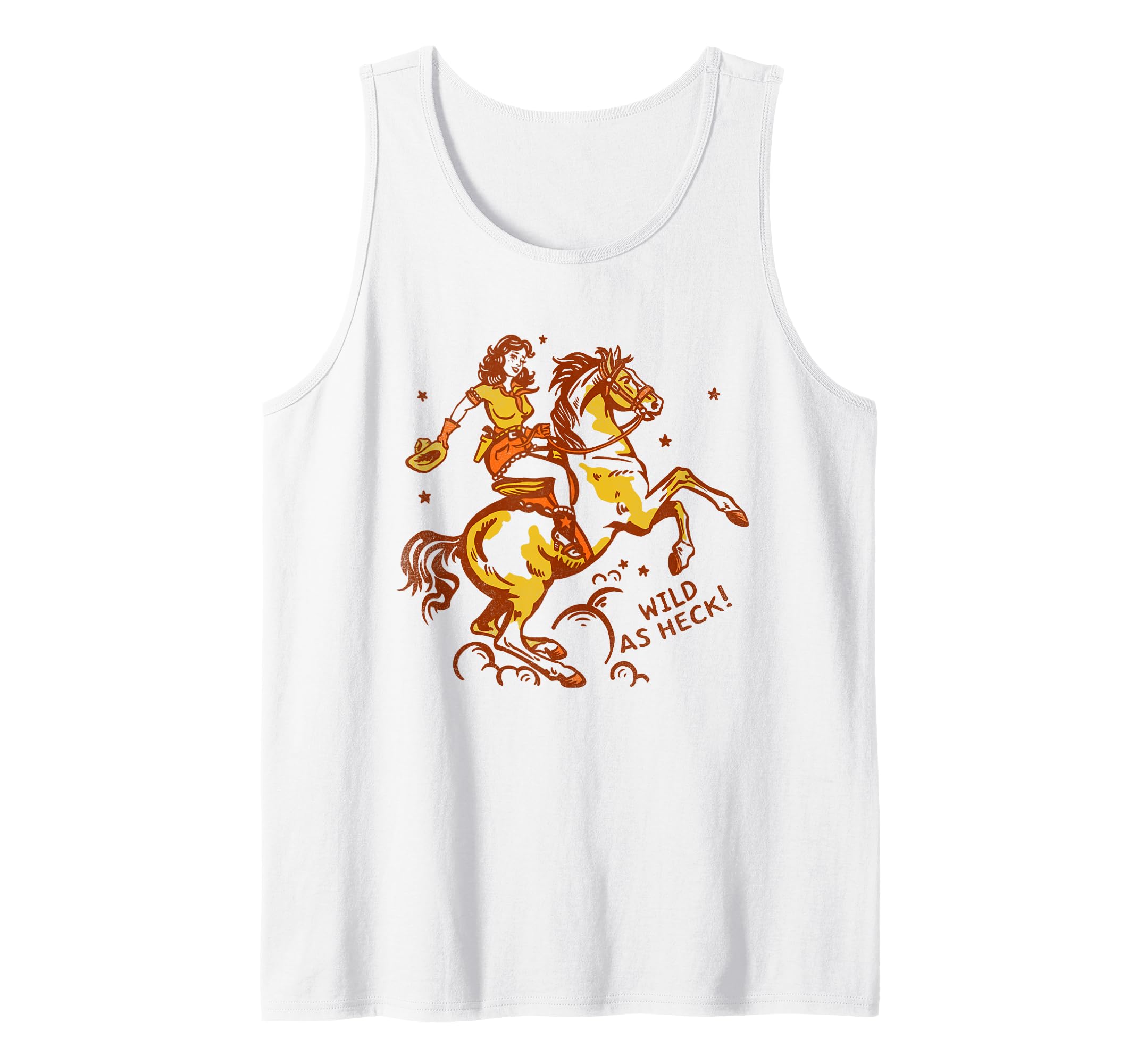 Photo 1 of "Wild As Heck" Cute & Fun Retro Cowgirl Pinup Riding A Horse Tank Top