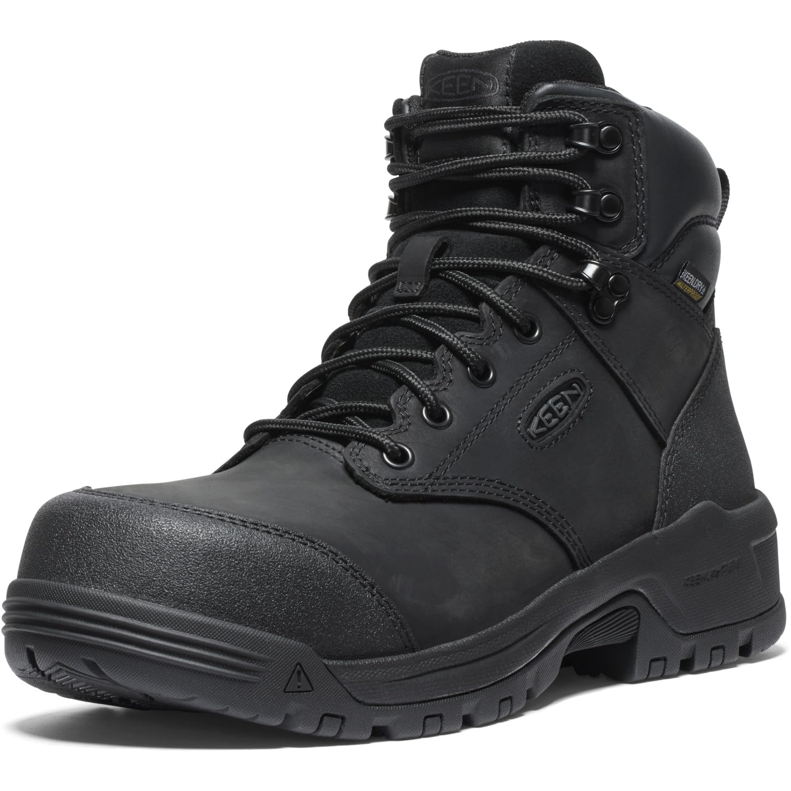 Photo 1 of KEEN Utility Men's Evanston 6" Composite Toe Waterproof Leather Durable Construction Work Boots, Black/Black, 8.5 EE