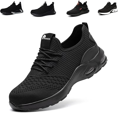 Hanani Steel Toe Caps Trainers Lightweight Boots Black EU39 UK5.5 Men Women