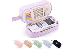 ANGOOBABY Big Capacity Large Pencil Case Canvas Pen Pouch Bag with 2 Compartments for Girls Boys Teen School Students Adults - Purple