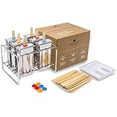 Ecozoi Stainless Steel Popsicle Molds and Rack - 6 Square Ice Pop Makers + 30 Reusable Bamboo Sticks + 12 Silicone Seals + 1 