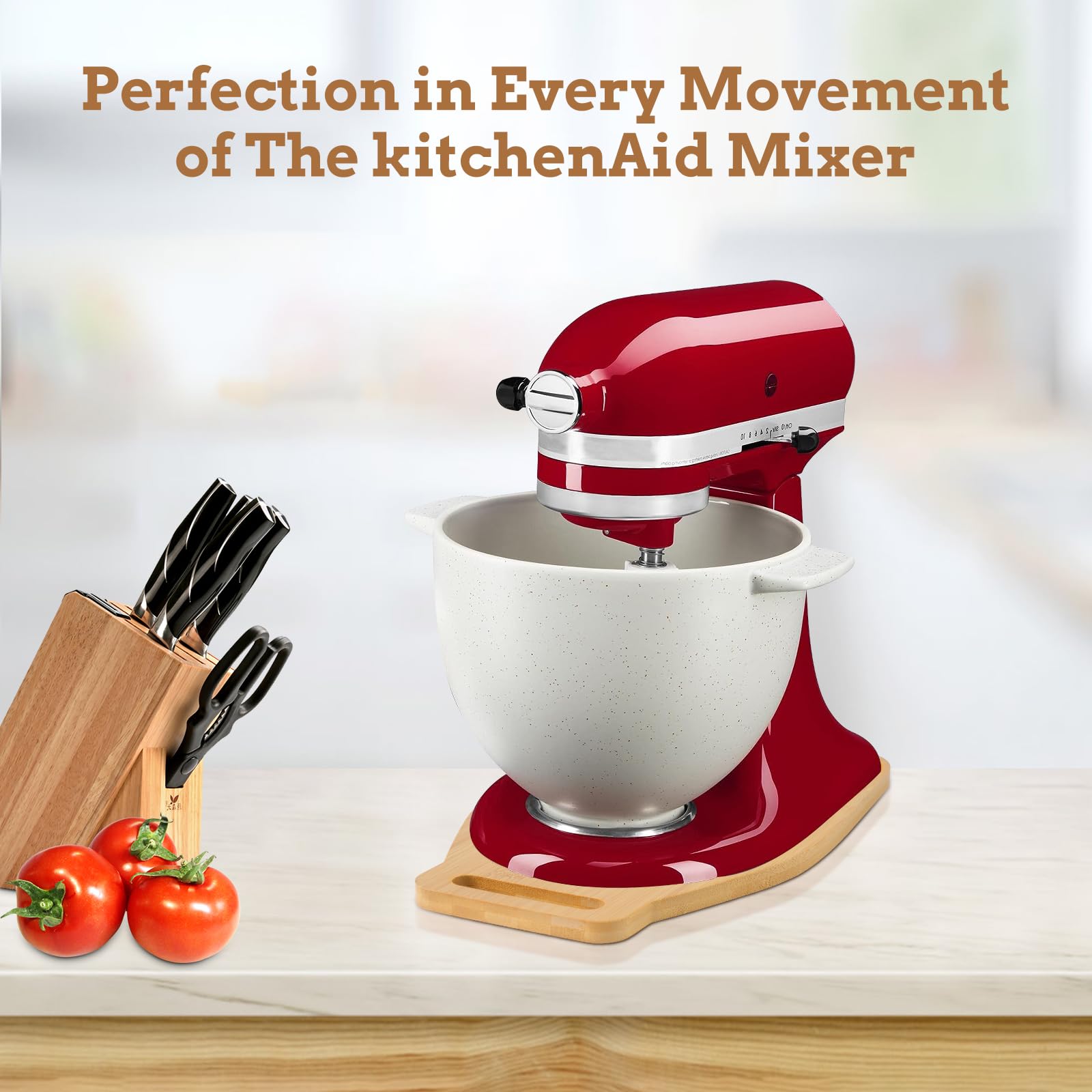 Kitchenaid Bamboo Sliding Mat for 4.5-5 Qt Tilt-Head Stand Mixer, Slider Mat Pad with Handle