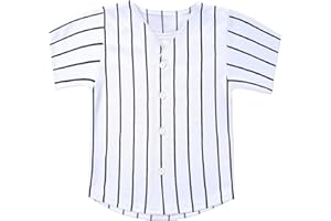 babyhealthy Kids Baseball Jersey Striped Button Down Shirt Hip Hop Hipster Personalized Sport T Shirts Tops for Boys