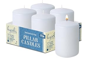 HYOOLA White Pillar Candles 2x3 Inch - Unscented Pillar Candles - Set of 4 - European Made