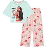 Disney Stitch and Moana Girls Pajama Set Soft 2 Piece Kids Sleepwear Stitch Pajamas Cute Gifts for Girls