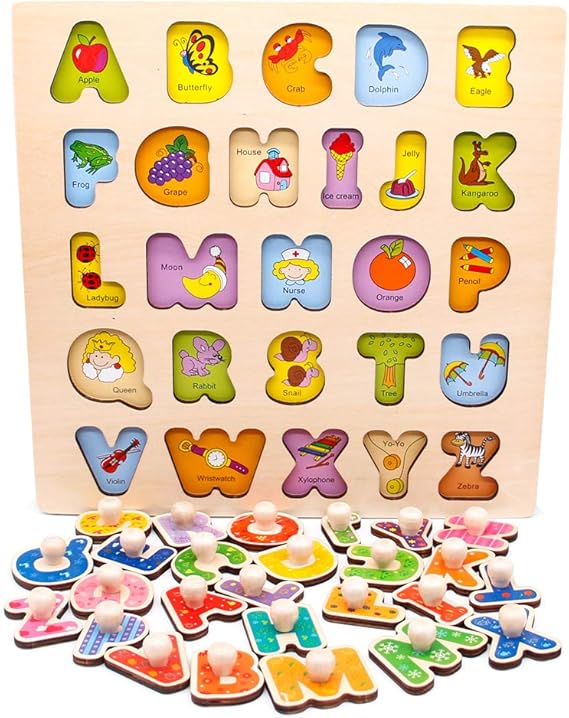 Nuheby Puzzle Bambini Alfabeto Giocattoli Legno 3 4 Anni Gioco Incastri In Legno Lettere Alfabeto Baby Educativo Peg Puzzle Incastro Set Regalo Per Bambina Bimbo Ragazza Ragazzo Amazon It Giochi E Giocattoli