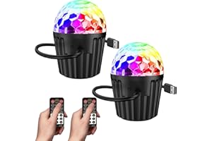 MEMZUOIX 2-Pack Portable Mini Disco Ball Light for Party, RGB DJ Strobe Light with Remote Control and USB Cable, Sound Activated Stage Lights for Home Dance, Birthday, Easter, Karaoke and Halloween Decoration