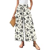 Bestbee Women's Wide Leg Palazzo Pants Dressy Casual Gaucho Pants Elastic Waist with Pockets
