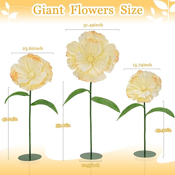 LJIE-HOUSE GIANT FAKE FLOWERS 5.77FT – LIGHT YELLOW EASTER LARGE PAPER FLOWERS 3D ARTIFICIAL FLORAL WEDDING DECORATIONS FOR BIRTHDAY PARTY OUTDOOR BANQUET EVENT HOME BACKDROP DECOR