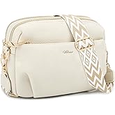 HILAEX Crossbody Bag for Women Leather Purse Anti Theft Multi Pockets Wide Adjustable Strap Shoulder Handbag RFID Blocking