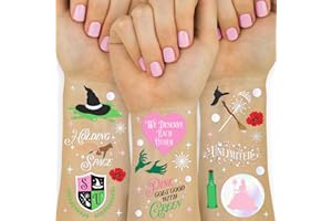 xo, Fetti Pink + Green Witch Temporary Tattoos - 50 iridescent Foil Pcs | Popular Birthday Accessory, Kids Wizard Party Favor, Cute DIY Activity, Unlimited Decor