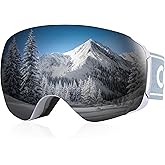 COOLOO Snow/Ski Goggles, Snowboard Goggles for Men Women Youth -OTG, Magnetic Lens Frameless Anti Fog 100% UV Protection