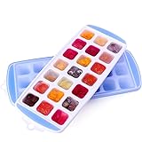 Ice Cube Trays Flexible Silicone 21-Ice Trays with Removable Spill-Resistant Lids Easy Release Ice Cube Molds for Cocktail, W
