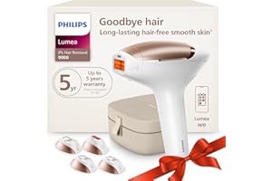 Philips Lumea 9000 Series IPL Hair Removal Device, Permanent Laser Hair Reduction for Women & Men, Easy & Comfortable Use at Home, SenseIQ, 4 Attachments for Body, Face, Bikini & Underarms, BRI984/03