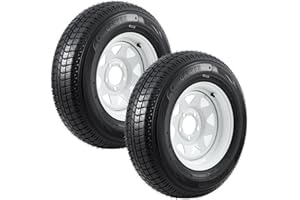GarveeTech ST205/75D14 Trailer Tire and Wheel Assembly, Heavy-Duty Load Range C 6PR, 5 Lug White Modular Wheel, 14 Inch Tires for Utility/Boat/Camper Trailers, Set of 2