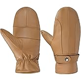 Harssidanzar Mens Sheepskin Leather Mittens Gloves Thick Fleece Lined SM047US