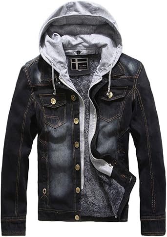black denim hooded jacket men's
