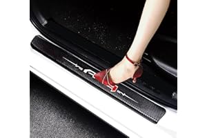 4pcs for AT4 Car Door Sill Protector, Front/Rear Sill Plate Sticker, Carbon Fiber Rubber Scratch Resistant Door Pedal Protect