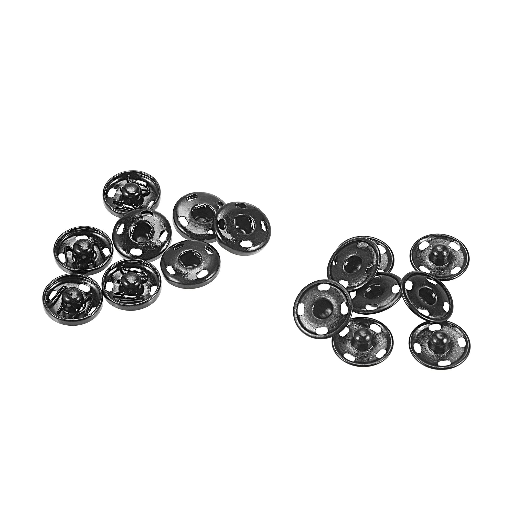 sourcing map Snap Buttons, 15mm Copper Sew-on Press Button Fastener for Leather Coat, Jeans, Bags and Clothing Black 40 Sets