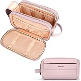 Toiletry Bag for Men & Women, Cruise Ship Travel Essentials, Shaving Dopp Kit with Dry and Wet Separation, Water-resistant Bathroom Cosmetic Organizer Bag, Makeup Accessories with Trolley Belt, Pink