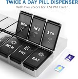 Mossime 7 Day Pill Box Large 14 Compartments AmPm 2x Daily Organizer view 5
