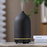Gooamp 200ML Ceramic Essential Oil Diffuser for Home, Stone Diffuser | Ultrasonic Aromatherapy Diffuser &amp; Air Humidifier for Bedroom, Office, Yoga, 7 LED Lights, Auto Shut-Off, 3 Timers, Black