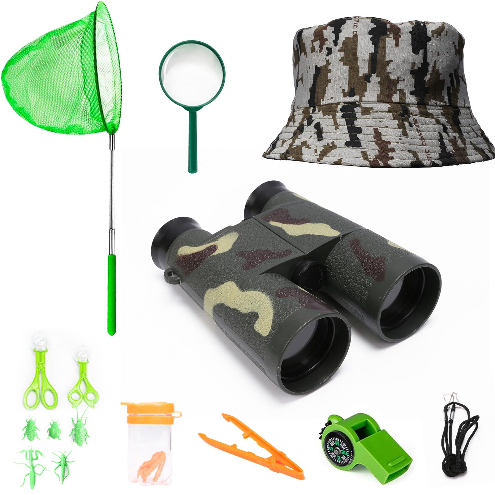 LOOPES Explorer Costume Kids Kit,Bug Hunting Kits for Children with Hat,Kids Binoculars,Compass,Outdoor Adventure Bug Collecting Toys for 3+ Year Olds Boys Girls Gifts Hunting&Park Ranger Zoo