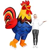 Jenaai Inflatable Chicken Costume for Adult Blow up Rooster Suit with Blowers Transparent Window Design Funny Halloween Cosplay Costume for Men Women Birthday Christmas Party