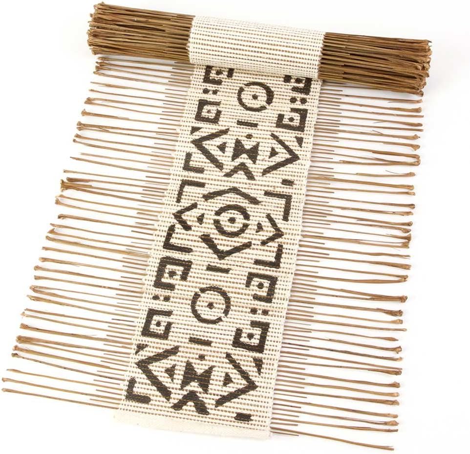 Swahili Modern White Mud Cloth African Twig & Cloth Table Runner