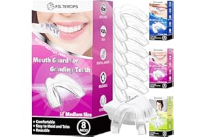 FILTEROPS Night Guards for Women&Youth, Pack of 8 Regular Size for Grinding Teeth, Moldable Mouth Guard for Teeth Grinding, Clenching Teeth, Bruxism, Sport Athletic, Whitening Tray for Teenager and Women