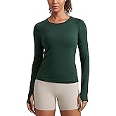 CRZ YOGA Seamless Long Sleeve Shirts for Women Waist Length - Workout Athletic Running Gym Yoga Tops Crewneck Breathable