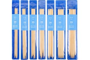 35pcs Bamboo Wooden Double Pointed Knitting Needles Set, 7 Sizes 2.0mm to 5.0mm Knitting Needles Kit for Beginners Making Swe