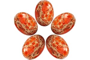 TUMBEELLUWA Sea Sediment Jasper Oval Stone Cabochons Flatback Semi-precious CAB for Jewelry Making Pack of 5