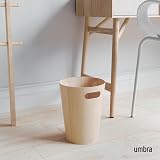 Umbra Woodrow 2 Gallon Wooden Trash Can Modern Wastebasket Natural Finish view 2