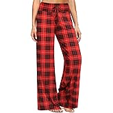 ZOOSIXX Soft Black Pajama Pants for Women, Wide Leg Comfy Casual Lounge Yoga Capri Pants 22'' / 30''