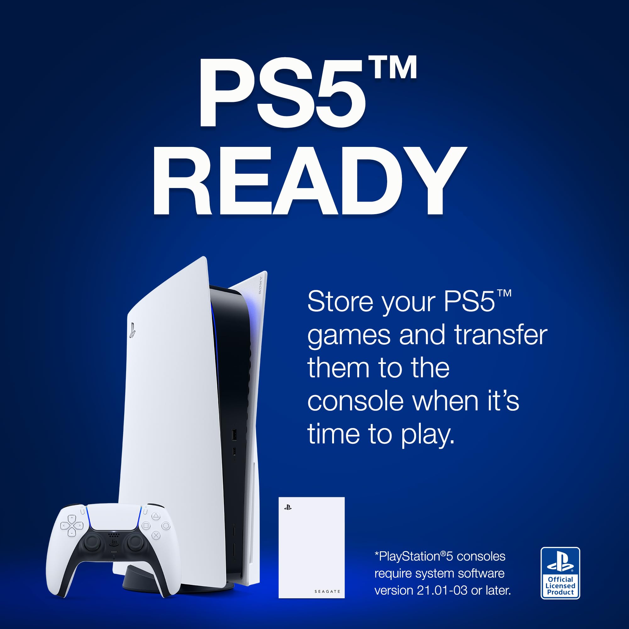 Seagate Game Drive Ps4/Ps5 - Compact Design With Blue Led Lighting