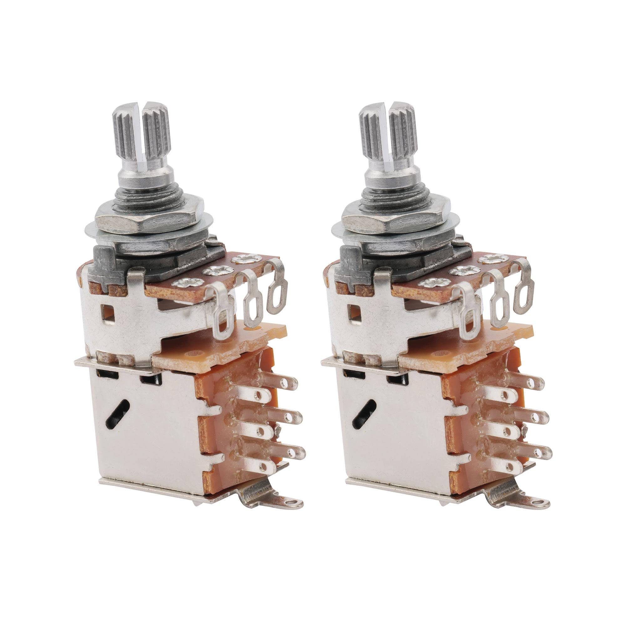 Musiclily Metric A250k Push Pull Guitar Pots Audio Taper Short Split Shaft Potentiometers for Electric Guitar or Bass(2 Pcs)