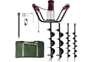 JACKCHEN 1500W Electric Post Hole Digger with Reverse, Double Handle Earth Auger with Storage Bag, 2×6"and 2×4" Auger Bit Earth Auger Drill, Ideal for Installing Fence Post, Drilling, Planting Trees