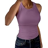 GKBK Womens Tank Tops High Neck Sleeveless Ribbed Tank Casual Basic Thick Strap Slim Fitted Racerback Shirts