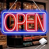 22" X 11" Led Neon Open Signs for Business Ultra Bright Plug In Electric Light Up Large Open Signs with ON/OFF Switch and 12V/2A AC Adapter for Storefront Window Bar Salon Coffee Stores (Horizontal)