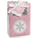 Big Dot of Happiness Pink Winter Wonderland - Holiday Snowflake Birthday Party Bag - Set of 12