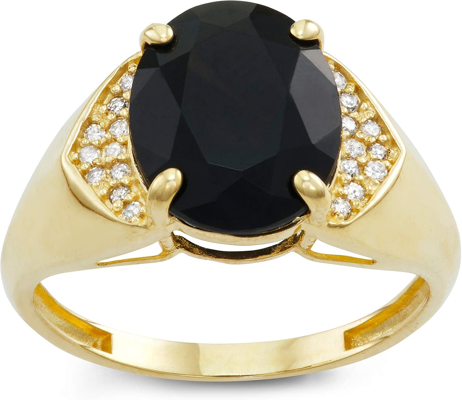 Tiara 10k Gold Men S Black Onyx And Diamond Accent Ring Amazon Com