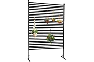 NBYTLT 4x6FT Metal Outdoor Privacy Screen with Stand, Freestanding Decoative Deck Privacy Screen Fence Panels, PE-Coating Ste