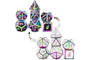 HAOMEJA Color Changing Temperature Metal DND dice kit, D&D dice Set Role Playing Dice Dungeons and Dragons Black Transition White