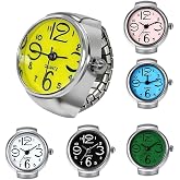 Dacdyi 6 Pcs Fashion Ring Watches for Women Finger Watches for Women Punk Ring Watch for Men Quartz Watch Ring